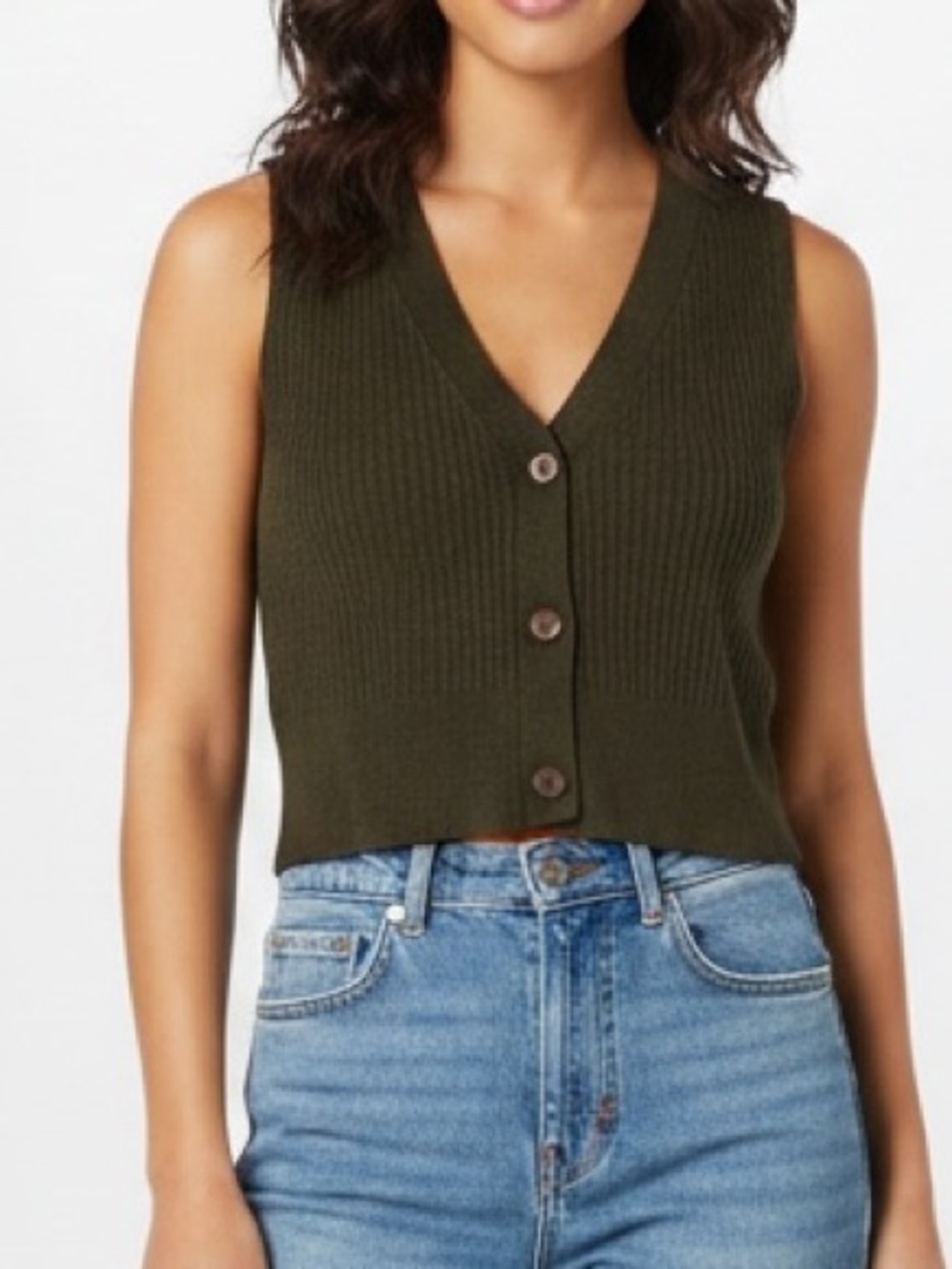 BP. | LIKE NEW Green rib knit button front vest tank top cardigan size large